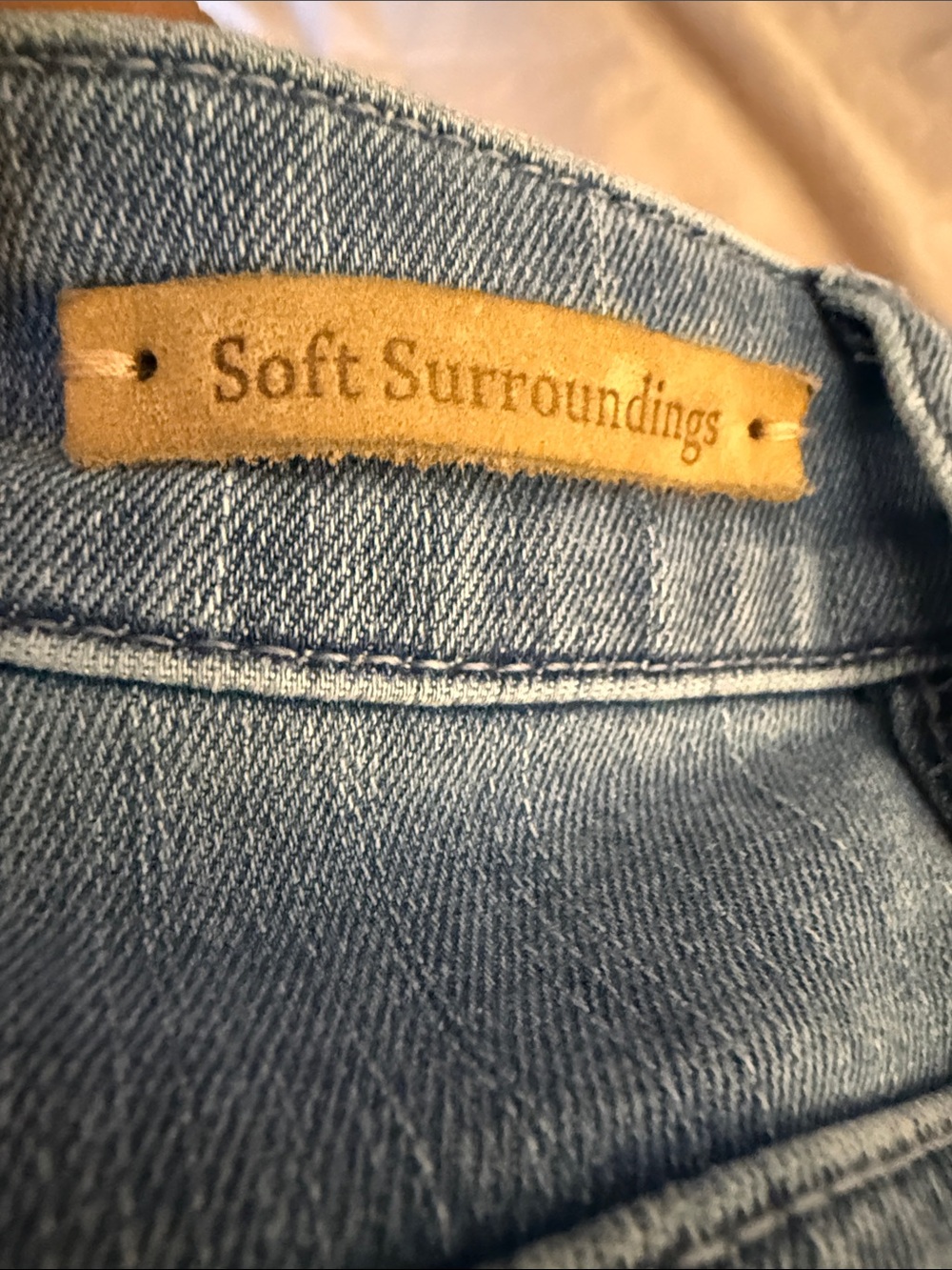 Soft Surroundings Blue Pearl-Embellished Straight-Leg Jeans - Picture 9 of 9